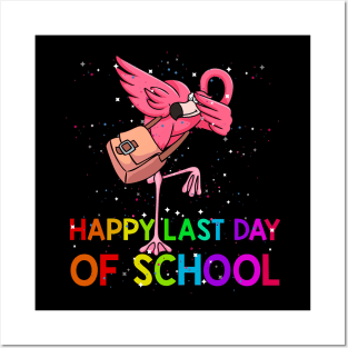 Dabbing flamingo woo hoo happy last day of school Posters and Art